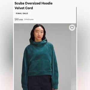 Lululemon Scuba Oversized Hoodie Velvet Cord color Espresso